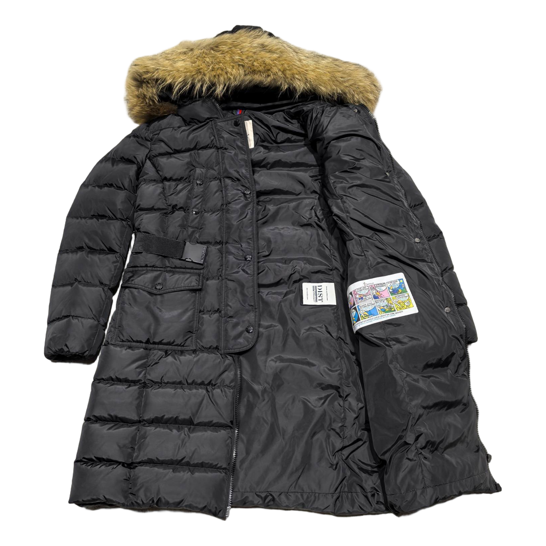Moncler Four-Pocket Fur-Trim Long Down Puffer Coat - Black