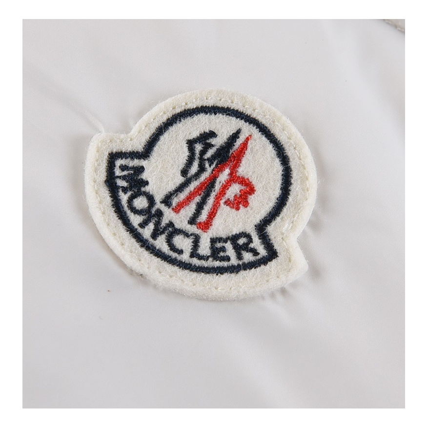 Moncler Glossy Hooded Puffer Jacket with Tricolour Sleeve Stripe