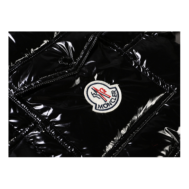 Moncler Glossy Hooded Down Puffer Jacket with Contrast Trim