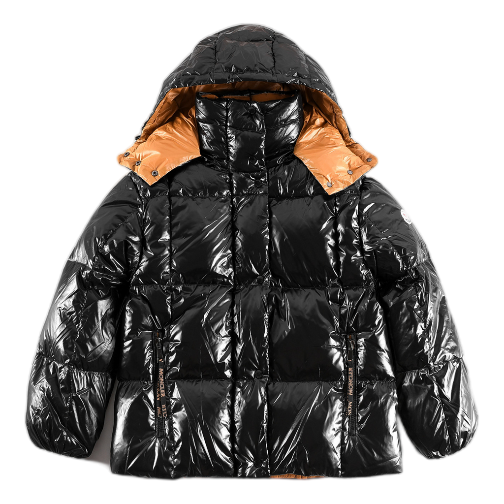 Moncler Copper-Lined Glossy Short Down Puffer Jacket - Black