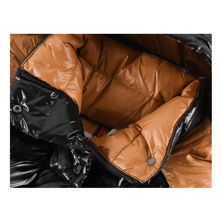 Moncler Copper-Lined Glossy Short Down Puffer Jacket - Black