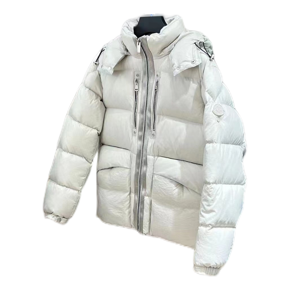 Moncler Double-Zip Hooded Down Puffer Jacket - Off White