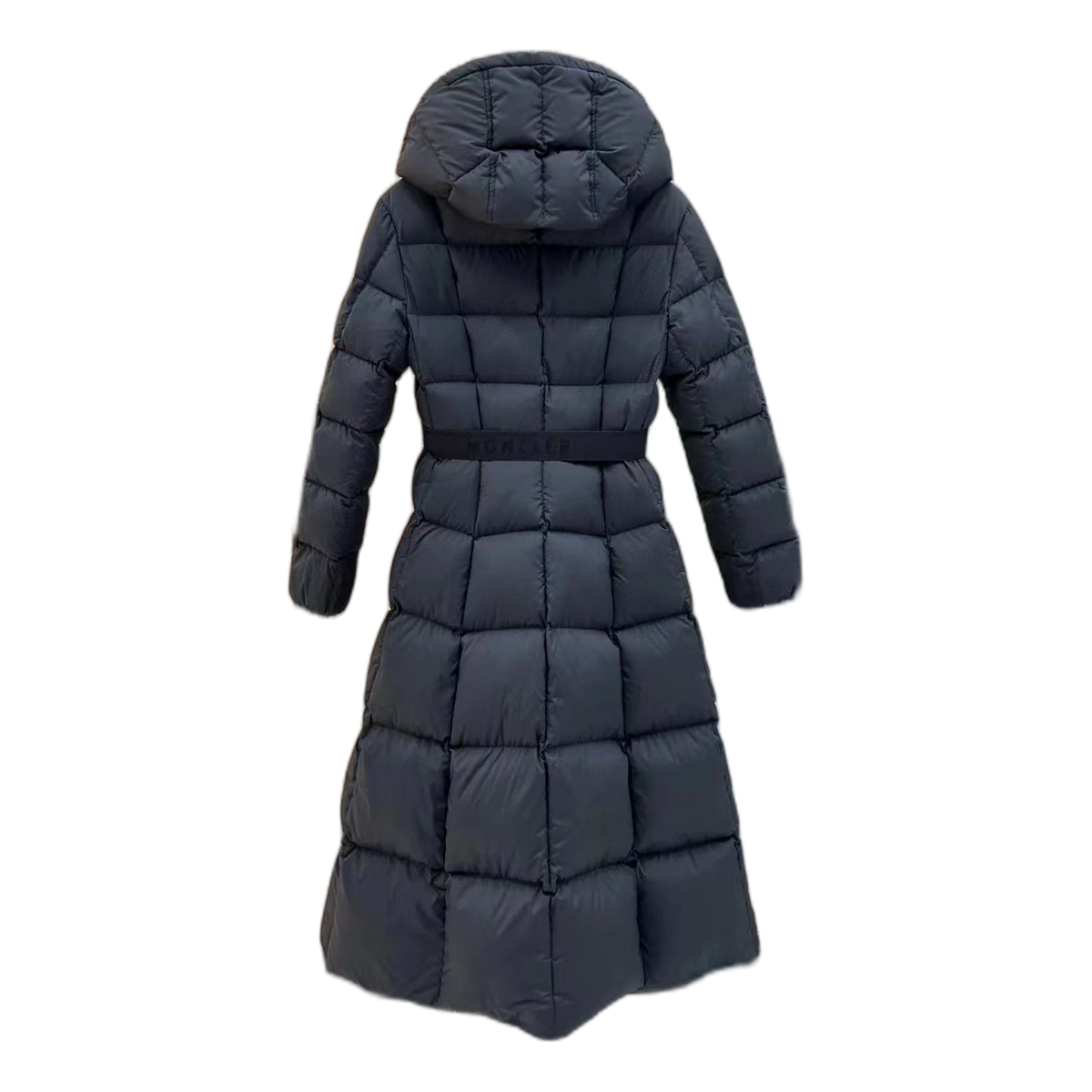 Moncler Drawstring-Hood Fitted Long Down Puffer Coat - Black