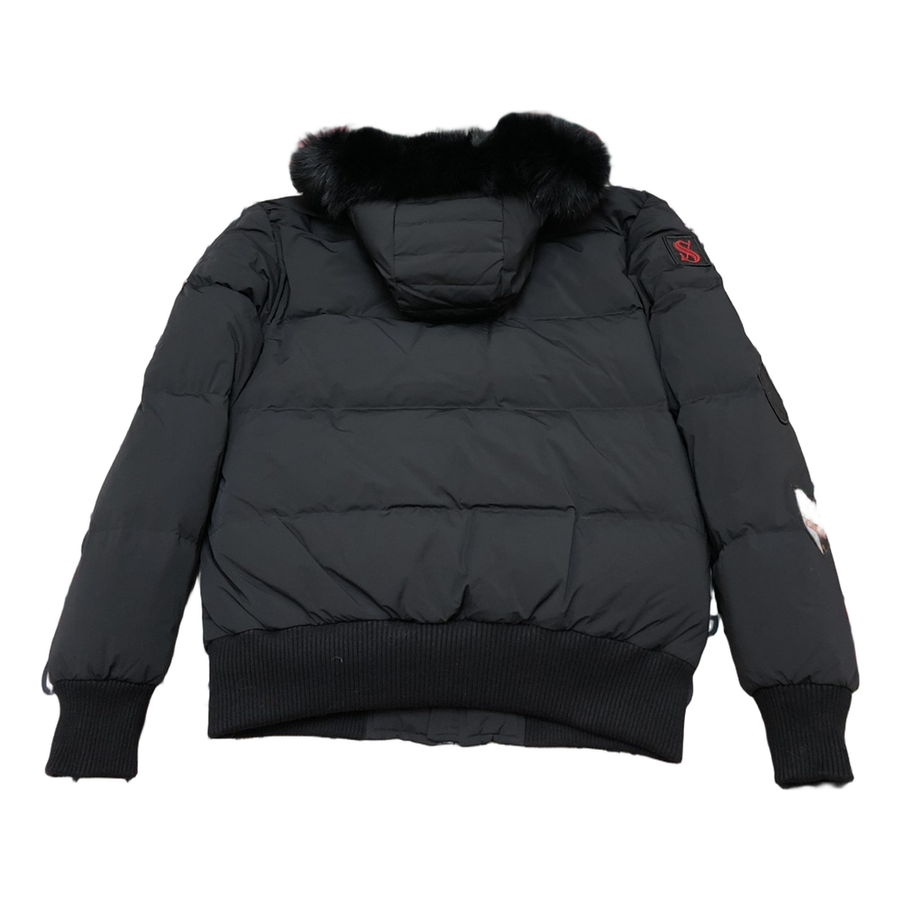 Moose Knuckles Patch-Detail Hooded Bomber in Black