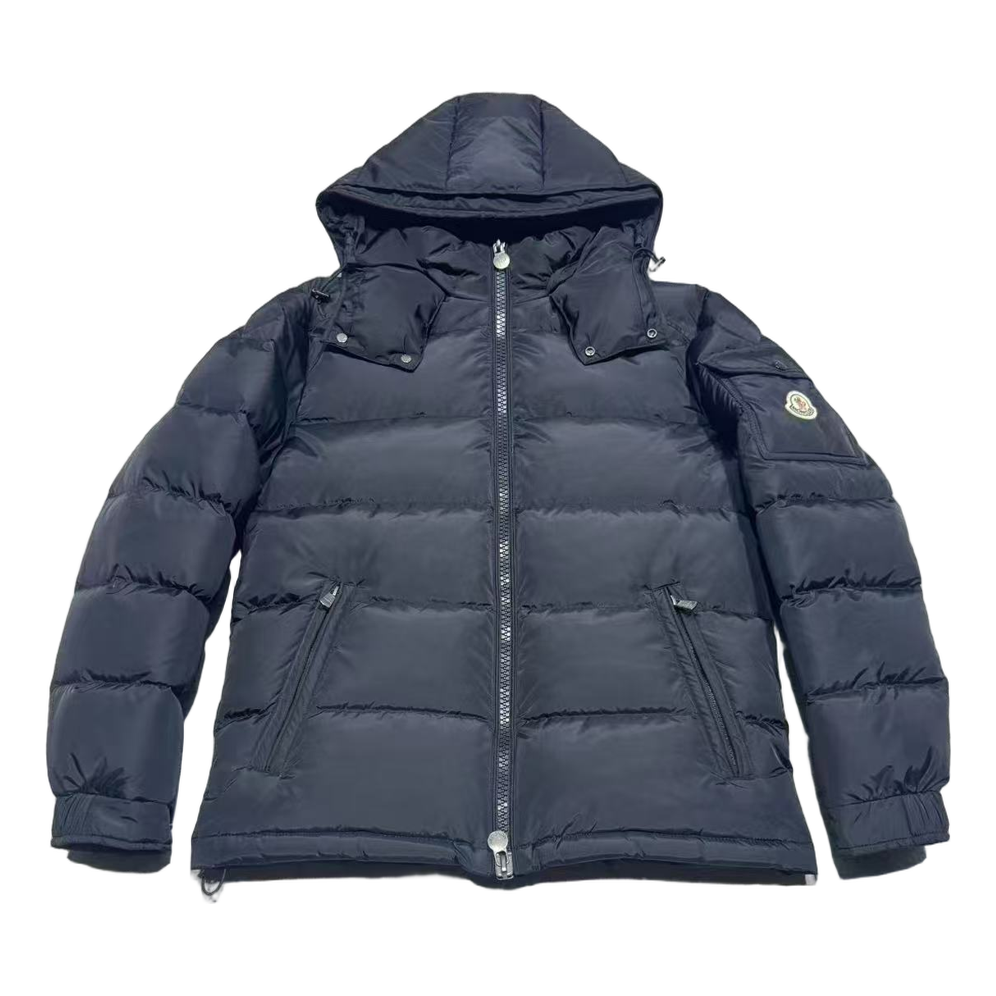 Moncler Hooded Down Puffer Jacket with Sleeve Pocket - Navy