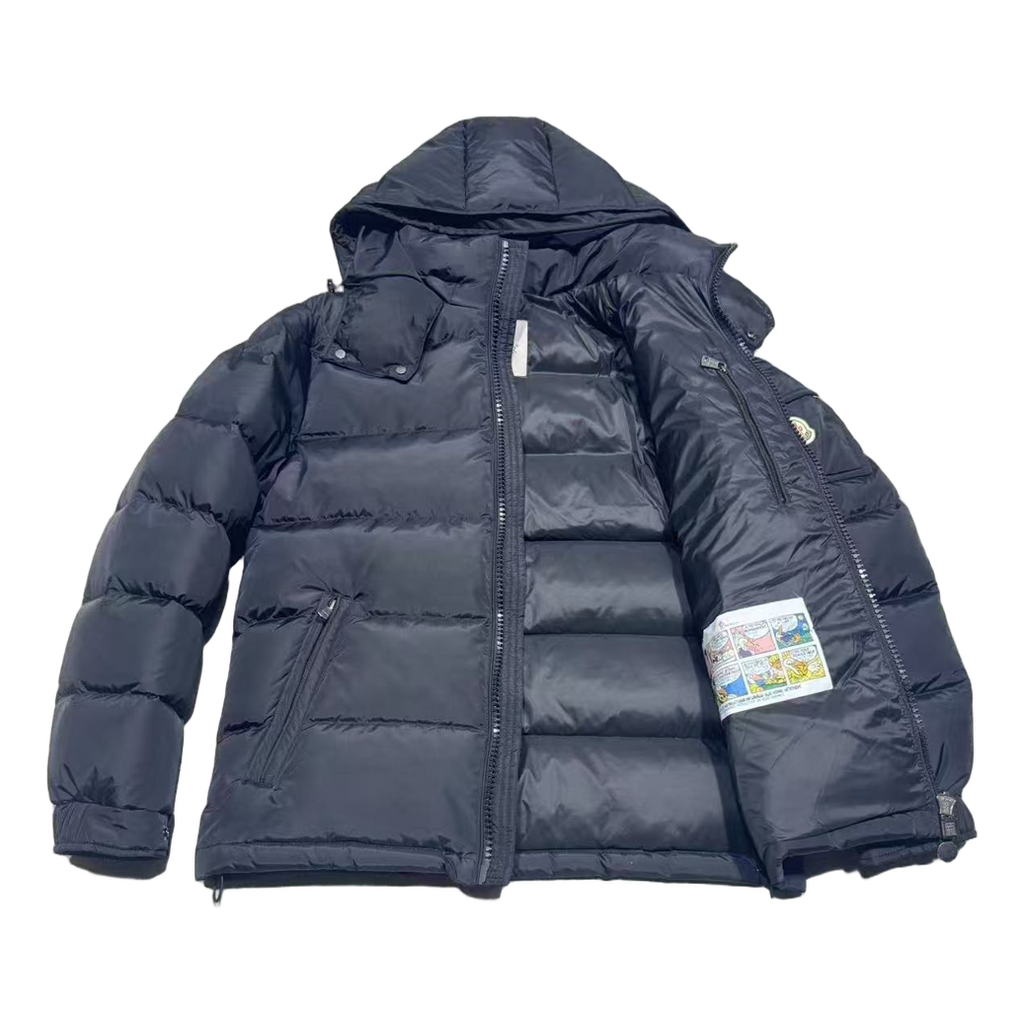 Moncler Hooded Down Puffer Jacket with Sleeve Pocket - Navy