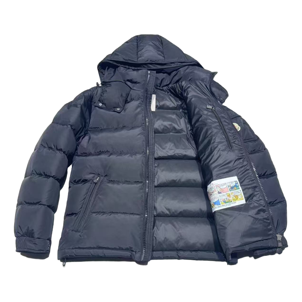 Moncler Hooded Down Puffer Jacket with Sleeve Pocket - Navy