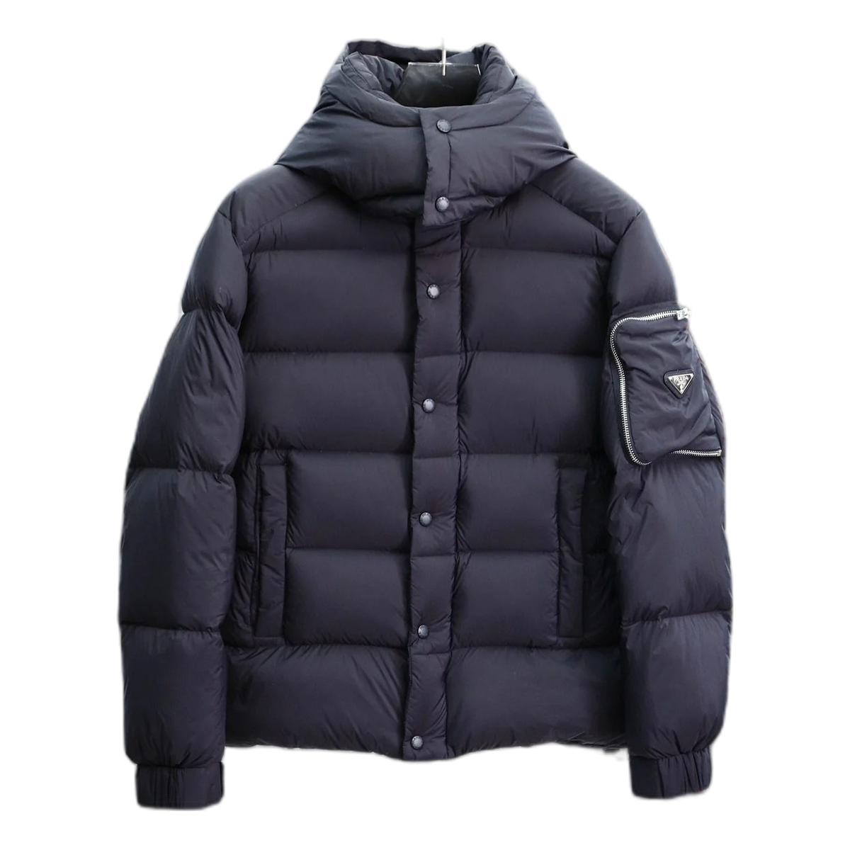 Prada Insulated Hooded Puffer Jacket with Sleeve Pouch