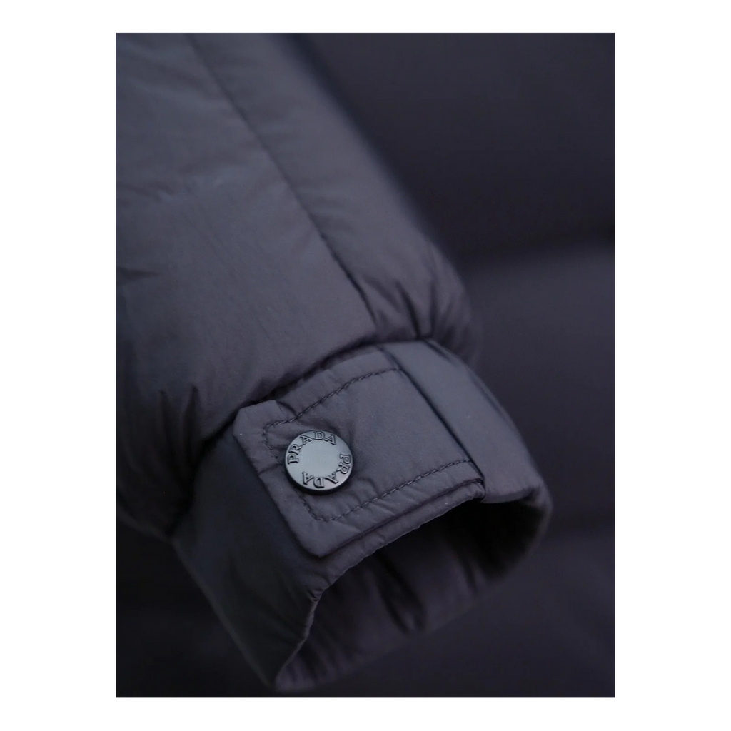 Prada Insulated Hooded Puffer Jacket with Sleeve Pouch